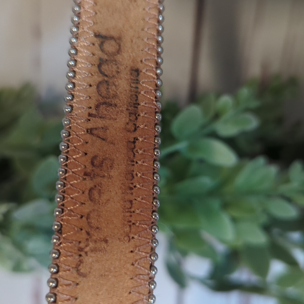 Vtg Streets Ahead Santa Monica 80's Thin Ranger Leather Silver Studded Belt Lrg - Picture 14 of 16